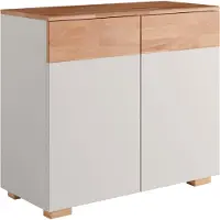 Home affaire Kommode "Citra teilmassiv", grau (kernbuche und grau), B:90cm H:80cm T:40cm, Sideboards, Kommode, Breite 90cm,moderne grifflose Optik mit push to open Funktion