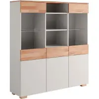 Home affaire Highboard "Citra teilmassiv", grau (kernbuche und grau), B:135cm H:145cm T:35cm, Sideboards, Highboard, Höhe 145cm, moderne grifflose Optik mit push to open Funktion