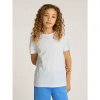 Tommy Hilfiger T-Shirt "U MINI CORP LOGO TEE SS", Mädchen, Gr. 74, weiß, Jersey, Obermaterial: 100% Baumwolle, unifarben, normal, Rundhals, abgesteppt, Shirts T-Shirt, in Unifarbe