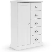 Home affaire Kommode "Motala", weiß, B:75cm H:110cm T:35cm, Holzwerkstoff, Sideboards, Kommode, 5 Schubladen und 2 verstellbare Einlegeböden, Breite 75cm, Höhe 110cm