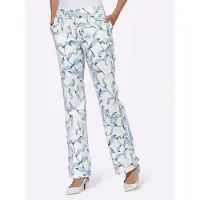HEINE Webhose , Damen, Gr. 34, Normalgrößen, blau (ecru, eisblau, bedruckt), 98% Baumwolle, 2% Elasthan, bedruckt, geblümt, gemustert, mehrfarbig, lang, Hosen Webhose