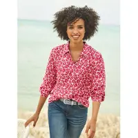 HEINE Druckbluse in rot-ecru-bedruckt | Gr.: 34