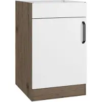Wiho Küchen Spülenschrank WIHO KÜCHEN "Elba", weiß (front: weiß, korpus: halifax eiche braun), B:50cm H:82cm T:57cm, Holzwerkstoff, Schränke, Spülenschrank, in den Breiten 50 und 60 cm