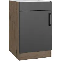 Wiho Küchen Spülenschrank WIHO KÜCHEN "Elba", schwarz (front: schwarz, korpus: halifax eiche braun), B:50cm H:82cm T:57cm, Holzwerkstoff, Schränke, Spülenschrank, in den Breiten 50 und 60 cm