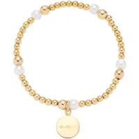 Leonardo Armband "Mathilde", gold (gelbgoldfarben, weiß), Armbänder, Damen, 18,5cm, Edelstahl Perlen Polyurethan, Edelstahl, Perlen, Polyurethan, Armband, mit Perle (imitiert)