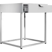 VCM Nachttisch "Metall Nachttisch Beistelltisch Schublade Flokas S", weiß, B:43cm T:41cm, Tische, Nachttisch