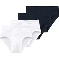 Schiesser Slip "Slip ESSENTIALS 4er Pack", Herren, Gr. XL, weiß (weiß, blau), Obermaterial: 100% Baumwolle CO., Unterhosen Slip