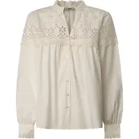 Pepe Jeans für Damen. PL305014 Bluse Bernadette weiß (M), Lässig, Baumwolle, Langarm