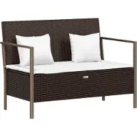 vidaXL Gartenbank 2-Sitzer mit Kissen Braun Poly Rattan - Gartenbänke