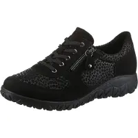 Waldlaufer Schnürschuh "HAVY-Soft", Damen, Gr. 3,5 (36), schwarz, Nubukleder, Textil, Schuhe Schnürschuh, Freizeitschuh, Halbschuh, Komfortschuh mit Reißverschluss, H-Weite