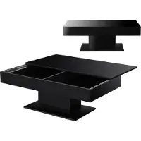 En.casa Couchtisch 'Lünen' mit 2 Staufächern 40 x 110 x 60 cm Schwarz Hochglanz