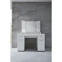 Ebuy24 trendteam Garderobe Spiegel Amanda Schminktisch Weiß Melamin/Spiegelglas 100 x 67 x 15 cm