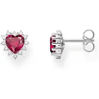 Thomas Sabo Paar Ohrstecker "Romance Herz-Ohrstecker", rot (silberfarben, kristallweiß, rot, kristallweiß, rot), Ohrringe, Damen, Silber 925 (recycelt), Paar Ohrstecker, mit Zirkonia (synth.), Rubin