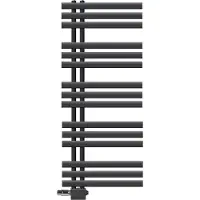 LuxeBath Design Badheizkörper, 500x1200 mm, Anthrazit, Anschlussgarnitur Thermostat Universal Eck- und Durchgangsform, ohne Heizstab