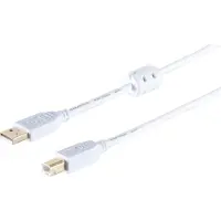 S-Conn USB High Speed 2.0 Kabel mit Ferrit, A/B Stecker, USB 2.0, weiß, 1,0m