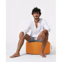 Hannah Home , Hochwertiger Garten Pouffe, Orange, 55 cm Durchmesser, 100% Polyester
