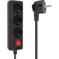 Vayox Verlängerungskabel VA0305B-3 | 3M | 3 Steckdosen | Unterbrecher | 10A | IP20 | Schwarz