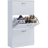 VCM Schuhschrank "Holz Regal Schuhschrank Schuhkipper Serie Sipos L", weiß, B:59cm T:22cm, Obermaterial: 100% Holz Wood., Schränke, Schuhschrank