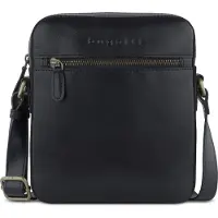 Bugatti Umhängetasche "Herren, Damen REMO echt Leder", Damen, Gr. B/H/T: 20cm x 23cm x 5cm onesize, schwarz, Leder, leicht glänzend, unifarben, Taschen Umhängetasche, echt Leder