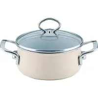 Riess Kasserolle mit Glasdeckel Ø16cm 1,3L Avorio Emaille