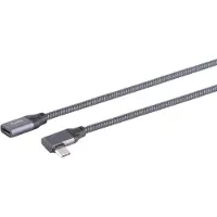 S-Conn USB-Kabel 13-56010, USB 3.2, 0,5 m, Verlängerungskabel, C Stecker abgewinkelt / C Buchse, schwarz