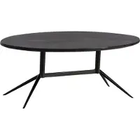 FineBuy Couchtisch 90x50x35 cm Mango Massivholz / Metall Schwarz Sofatisch Oval Wohnzimmertisch mit natürlicher Holzmaserung Kaffeetisch Wohnzimmer