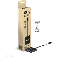 Club 3D CLUB3D USB-C Hub to Dual HDMI 4K60Hz M/F+PD3.0 100 Watt, USB Typ-C, 2x HDMI, 3840 x 2160 Pixel, Schwarz, 4K Ultra HD, 0,15 m