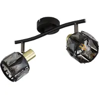 Globo Lighting Strahler Metall schwarz matt, Metall goldfarben matt, Glaskristalle rauchfarben, LxBxH: 280x220x180mm, exkl. 2x E14 40W 230V