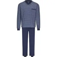 Ammann Schlafanzug "Schlafanzug lang Men / Nightwear", Herren, Gr. 52, blau, Obermaterial: 62% Baumwolle CO. 38% Polyester PES., Homewear-Sets Schlafanzug