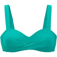LASCANA Bandeau-Bikini-Top "Comfy", Damen, Gr. 44, Cup E, blau (türkis), Recycling-Polyamid, unifarben, Bikini-Oberteile Bandeau-Bikini-Top, mit bequemer Passform ohne Bügel
