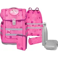 MCNEILL Schulranzen "Ergo Compacto, Pinky", Kinder, Gr. B/H/T: 29cm x 38,5cm x 22cm, pink (pinky), Polyester, Rucksäcke Schulranzen, inkl. Federmäppchen, Turnbeutel, Schlamperrolle & Motivmagnet