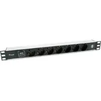 Equip 7-Fach Deutsche Steckdosenleiste mit USB Buchse, Standard, 1U, Horizontal, Aluminium, Schwarz, Silber, 7 AC-Ausgänge