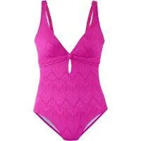 Buffalo Badeanzug "Romance", Damen, Gr. 42, Cup A/B, pink, Polyamid, Strukturmuster, Badeanzüge Badeanzug, aus Strukturware