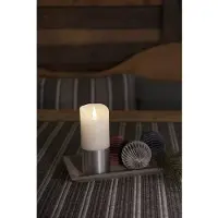 Konstsmide LED-Kerze , bunt (weiß, silberfarben), B:7,5cm H:20,5cm T:7,5cm Ø:7,5cm, Kerzen, LED-Kerze, LED Echtwachskerze, weiß, mit silberfarbener Banderole