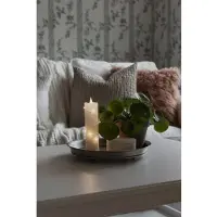 Konstsmide LED-Kerze "Weihnachtsdeko", weiß, B:5cm H:17,8cm T:5cm Ø:5cm, Kerzen, LED-Kerze, LED Echtwachskerze weiß, mit 3D Flamme und silberfb. Draht umwickelt
