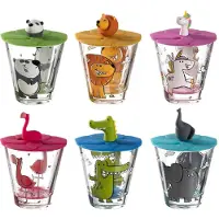 Leonardo Kinderbecher "Kinderbecher mit Deckel Bambini 215 ml 6er Set bunt" Spülmaschinengeeignet