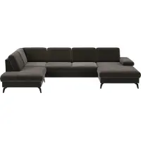 Sit&More Wohnlandschaft SIT & MORE "Morris Jubi", grau (fango), B:335cm H:82cm T:212cm, 100% Polyester, Sofas, Wohnlandschaft, wahlweise mit Armteilverstellung, Bettfunktion & Bettkasten
