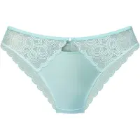 LASCANA Tanga , Damen, Gr. 48/50, blau (aquablau), Microfaser, Obermaterial: 89% Polyamid, 11% Elasthan, körpernah, Unterhosen Tanga, mit extravaganten Spitzeneinsätzen, Topseller