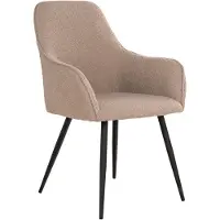 Ebuy24 Esszimmerstuhl aus beigem Bouclé-Polyester mit schwarzen Beinen