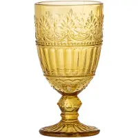 Barlife Weinglas FEYZA Gelb 14x7 cm Glas 205 ml Geprägtes Muster