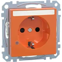 Merten MEG2303-0302 SCHUKO-Steckdose, Sonderstromkreis, Kontrolllicht, Schriftfeld, Berührungsschutz, Steckklemmen, ZSV, orange, System M MEG23030302