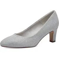 Tamaris Damen Pumps Party Glitzer elegant Blockabsatz 1-22418-41, Größe:37 EU, Farbe:Silber