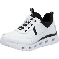 Rieker Slip-On Sneaker SPORT "Edina", Damen, Gr. 39, schwarz-weiß (weiß, schwarz), Lederimitat, Textil, Schuhe Slip-On Sneaker, Chunky Slipper, Freizeitschuh in veganer Verarbeitung, Topseller