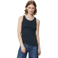 Marc o'polo Tanktop DENIM, Damen, Gr. XS, blau (navy teal), Rippware, Obermaterial: 94% Baumwolle, 6% Elasthan, sehr figurbetont hüftlang, Rundhals, Tops Tanktop, im schlichten Basic Look