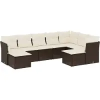 The Living Store 9-tlg. Garten-Sofagarnitur mit Kissen Braun Poly Rattan