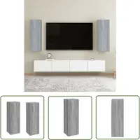 The Living Store TV-Schränke 2 Stk. Grau Sonoma 30,5x30x90 cm Holzwerkstoff