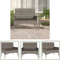 The Living Store Gartenbank 2-Sitzer mit Kissen Grau Poly Rattan