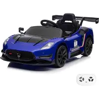 Vrooomy Maserati MC20 GT2 Kinder Elektroauto 12V (1–5 Jahre) – Offiziell Lizenziert, mit 2.4G Fernbedienung, EVA-Reifen, Ledersitz & 3-Punkt-Gurt – Kinder Elektroauto Blau