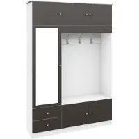 Borchardt Möbel Garderobenschrank BORCHARDT MÖBEL "Kompakta", weiß (weiß matt, graphit hochglanz), B:140cm H:202cm T:36cm, Holzwerkstoff, Schränke, Garderobenschrank, Höhe 202 cm