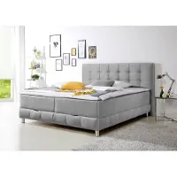 Home affaire Boxbett "Vaasa", silber, B:174cm L:210cm, Komplettbetten, Boxbett, inkl. Bettkasten & Topper, XXL-Ausführung, Überlänge 220 cm